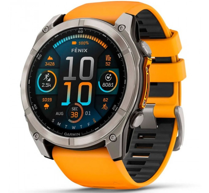 Смарт-часы Garmin Fenix 8 51mm AMOLED Sapphire Titanium Spark Orange/Graphite Silicone Band (010-02905-10/11/53)