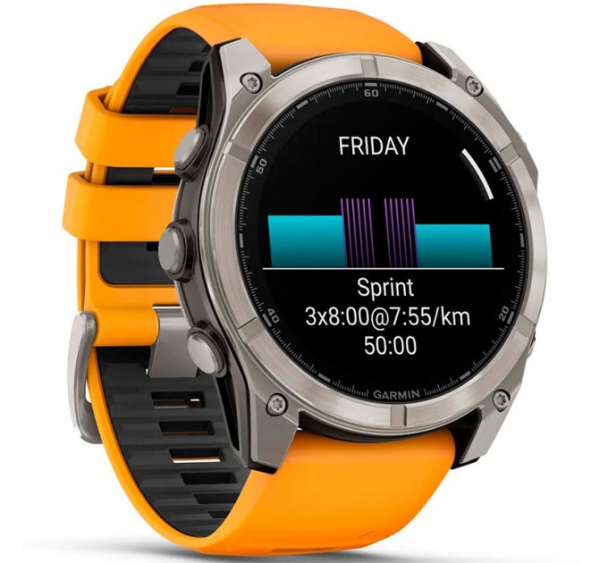 Смарт-часы Garmin Fenix 8 51mm AMOLED Sapphire Titanium Spark Orange/Graphite Silicone Band (010-02905-10/11/53)