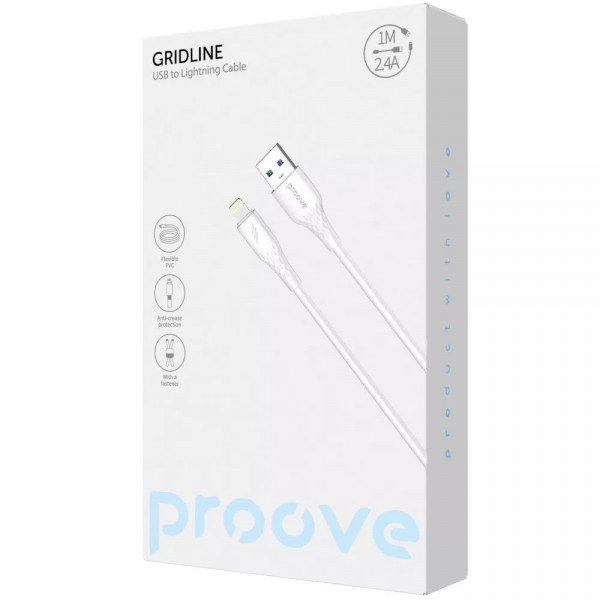Кабель Proove GridLine Lightning 2.4A (1m) White (CCGL12001102)